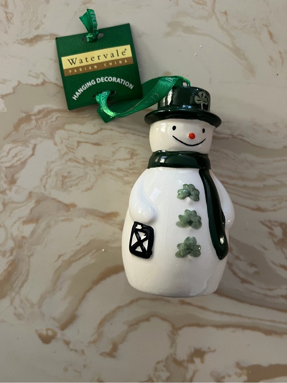 Green Snowman Hanging Holiday Decoration made in Ireland